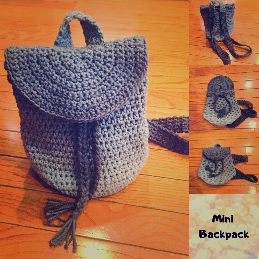 Grey gradient mini backpack with drawstring close